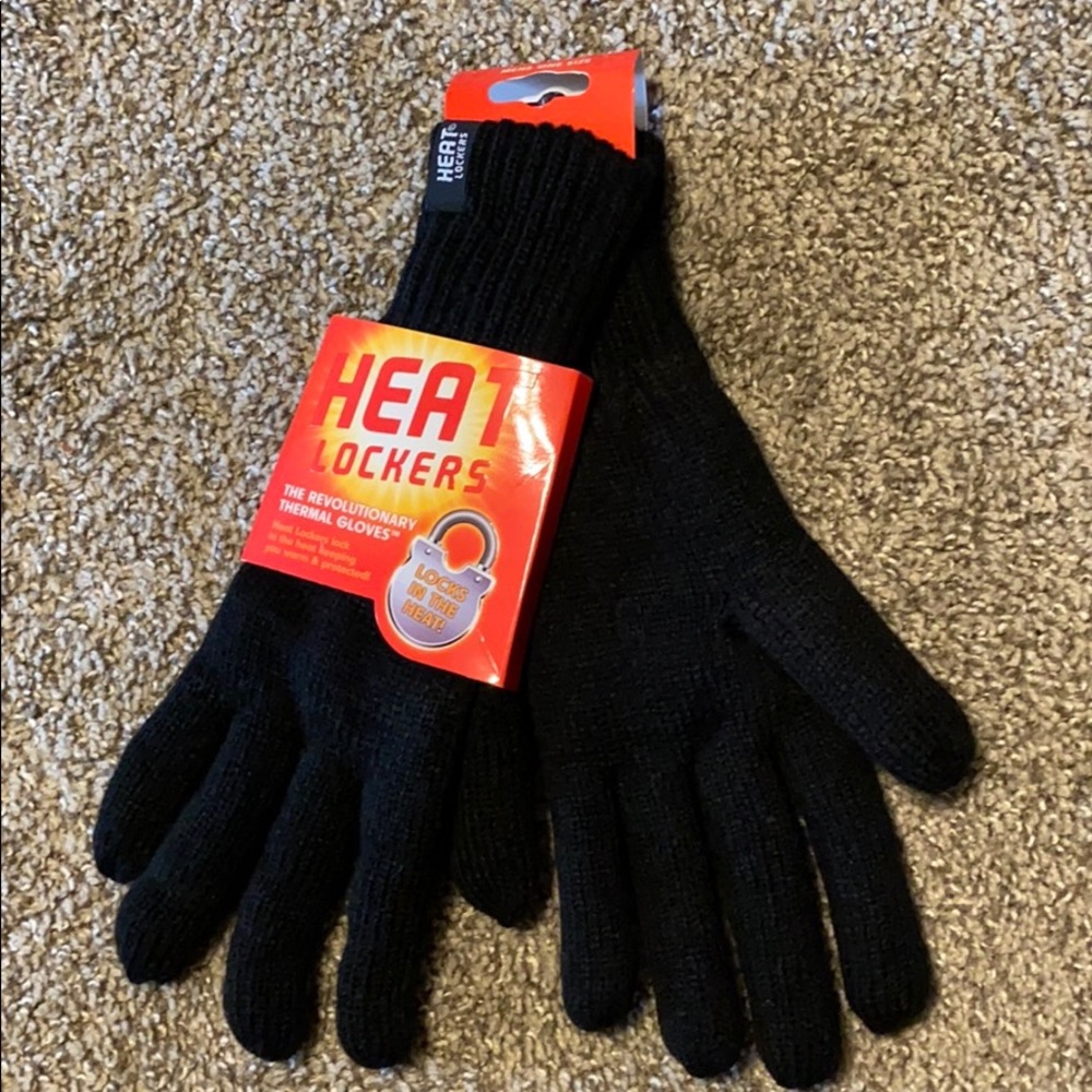 New Heat Lockers Mens black thermal gloves One Sz